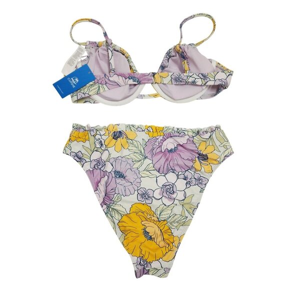 Cupshe Floral Print Bikini Set Underwire Top Swimsuit High-Waist Bottoms Size M - Picture 2 of 6